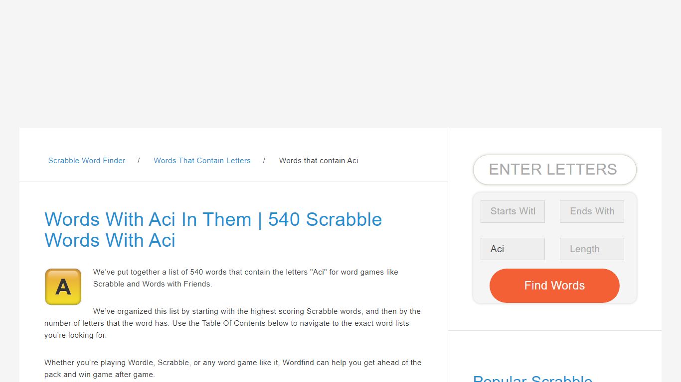 Words With Aci In Them | 540 Scrabble Words With Aci